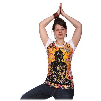Dámské etno tričko Mirror s krátkým rukávem Buddha White | S, M, L