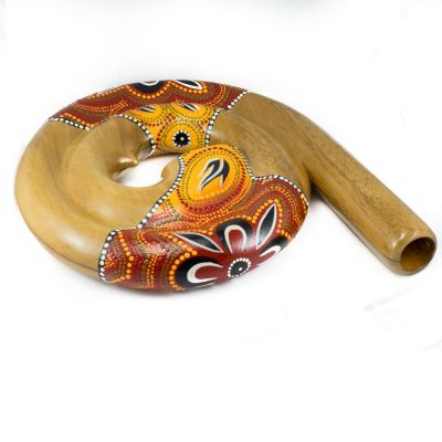Cestovní didgeridoo ve tvaru spirály v červeném provedení