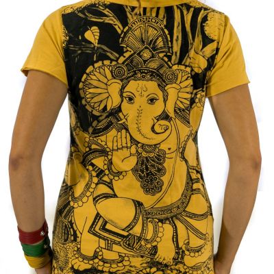 Dámské etno tričko Mirror s krátkým rukávem Ganapati Yellow Thailand
