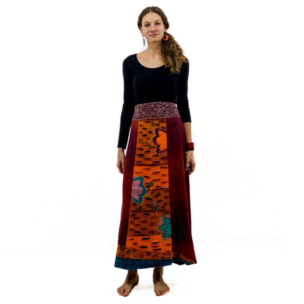 Dlouhá vyšívaná etno sukně Ipsa Anggur