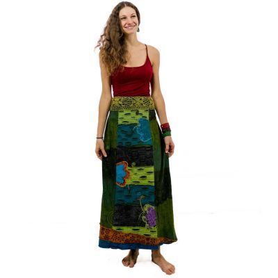 Dlouhá vyšívaná etno sukně Ipsa Hijau | M, L