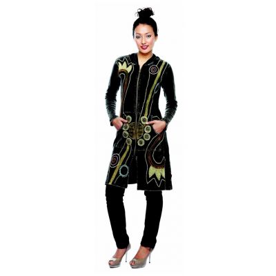 Dlouhý etno kabátek Sadhika Hitam | S, M, L, XL