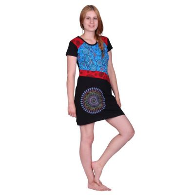 Etno šaty s potiskem a výšivkou Nagarjun Mandala | S, L, XL, XXL