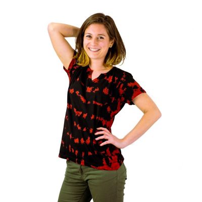 Dámské batikované tričko s krátkým rukávem Benita Red | S, M, L, XL, XXL