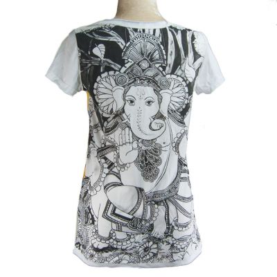 Dámské etno tričko Mirror s krátkým rukávem Ganapati White Thailand