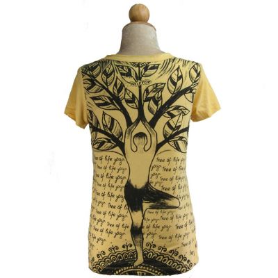 Dámské etno tričko Mirror s krátkým rukávem Tree of life yoga Yellow Thailand