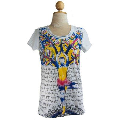 Dámské etno tričko Mirror s krátkým rukávem Tree of life yoga White | M - POSLEDNÍ KUS!, XL