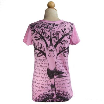 Dámské etno tričko Mirror s krátkým rukávem Tree of life yoga Pink Thailand