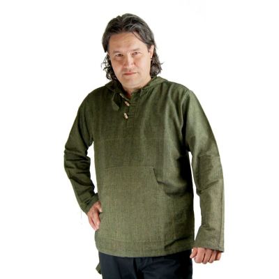 Kurta Ganet Khaki - pánská košile s dlouhým rukávem Nepal