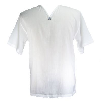 Kurta Lamon White - pánská košile s krátkým rukávem | L, XL, XXL, XXXL