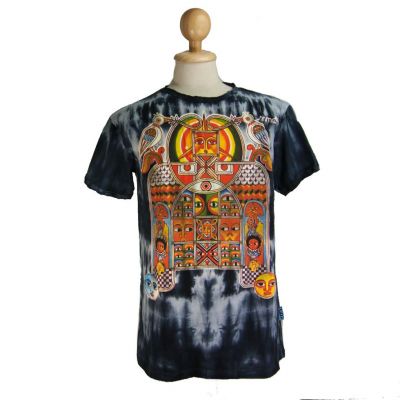 Batikované pánské etno tričko Sure Aztec Day&Night Black | M - POSLEDNÍ KUS!, L, XL, XXL