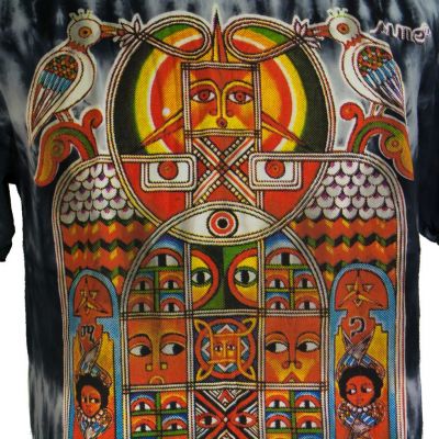 Batikované pánské etno tričko Sure Aztec Day&Night Black Nepal