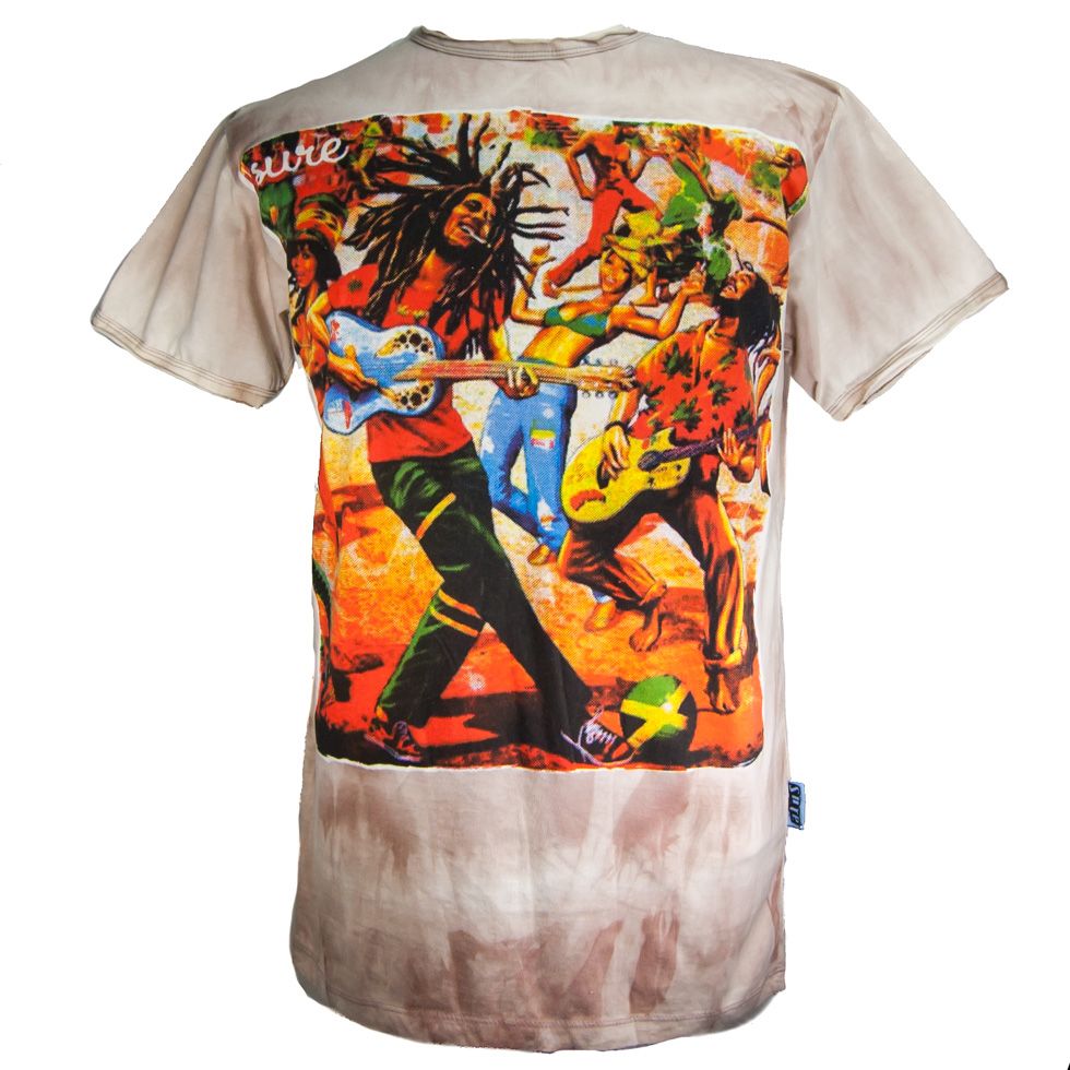 Batikované pánské etno tričko Sure Bob Marley Brown Nepal