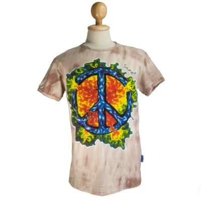 Batikované pánské etno tričko Sure Peace Brown | M
