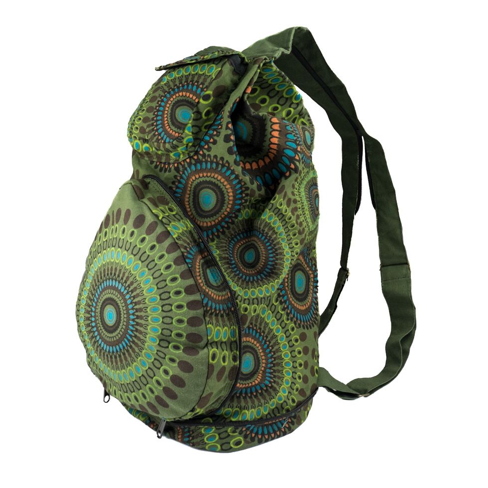 Zelený bavlněný batoh s mandalami Mandala Green Nepal