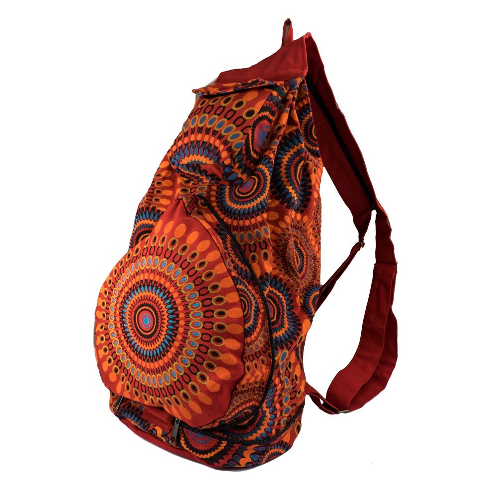 Červený bavlněný batoh s mandalami Mandala Red Nepal