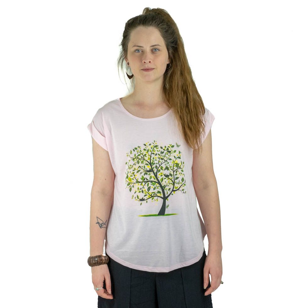 Dámské tričko s krátkým rukávem Darika Meadow Tree Pinkish Thailand