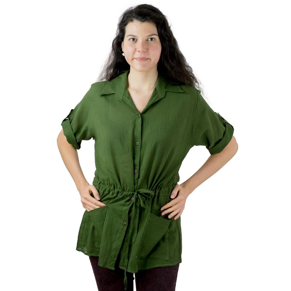 Zelená dámská košile s krátkým rukávem Sumalee Green Thailand