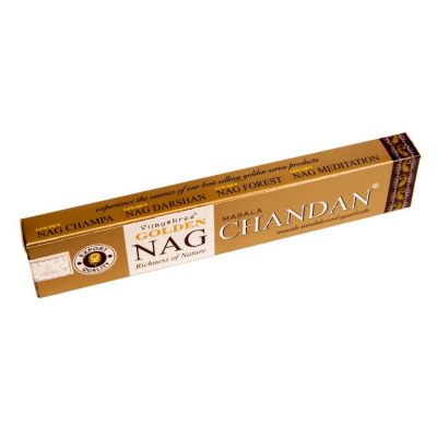 Vonné tyčinky Golden Nag Masala Chandan | Krabička 15 g, Balení 12 krabiček za cenu 10