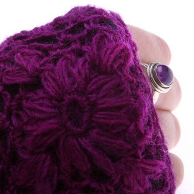 Vlněné bezprstové rukavice Bardia Purple Nepal