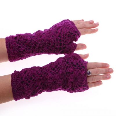 Vlněné bezprstové rukavice Bardia Purple