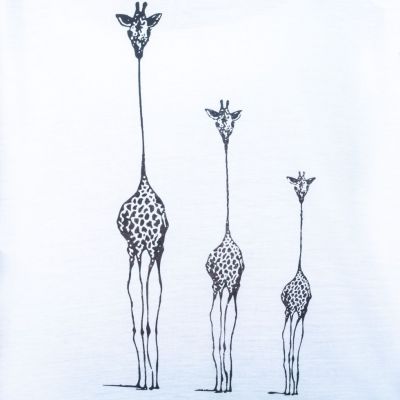 Dámské tričko s krátkým rukávem Darika Giraffe Family White Thailand