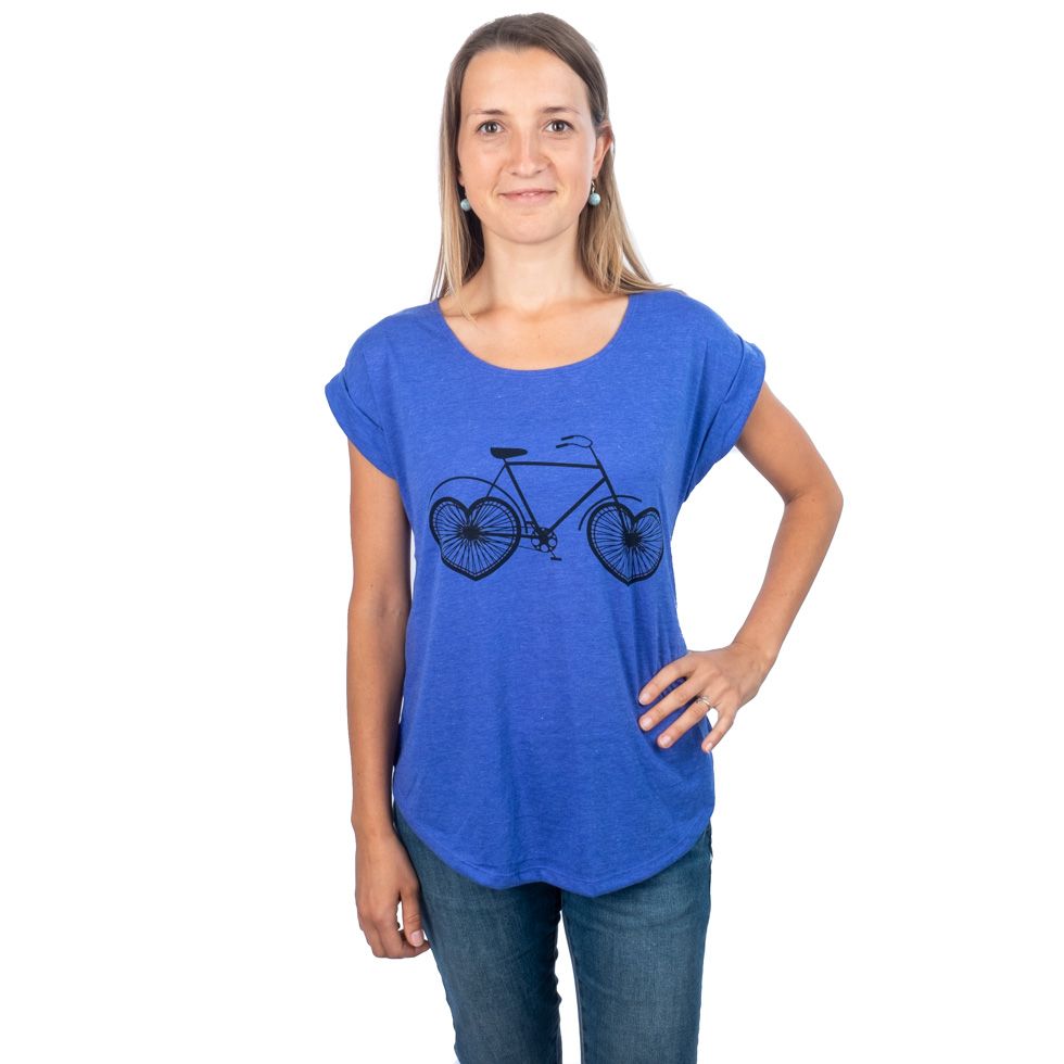 Dámské tričko s krátkým rukávem Darika Love Bike Blue Thailand