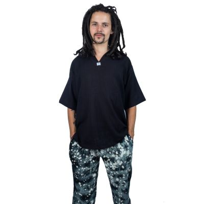 Kurta Lamon Black - pánská košile s krátkým rukávem | S, M , L, XL, XXL, XXXL