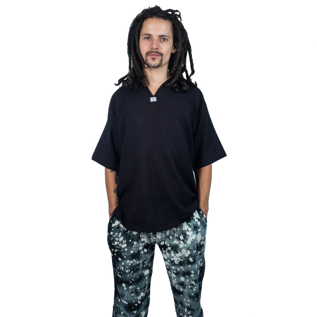 Kurta Lamon Black - pánská košile s krátkým rukávem Thailand
