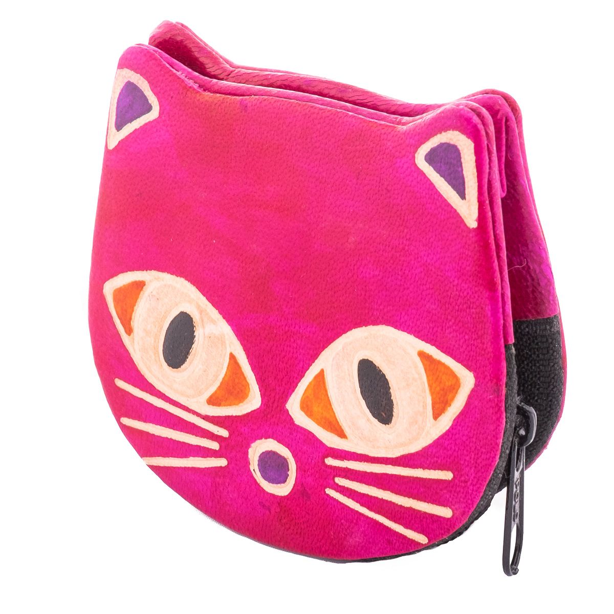 Kožená peněženka Kočička - růžová