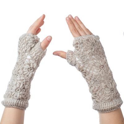 Vlněné bezprstové rukavice Bardia Cream, Sittar | nátepníky