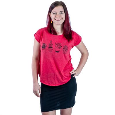 Dámské tričko s krátkým rukávem Darika Cacti Red | S/M