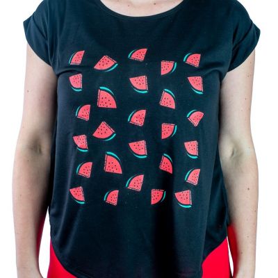 Černé dámské tričko s krátkým rukávem Darika Watermelons Black Thailand