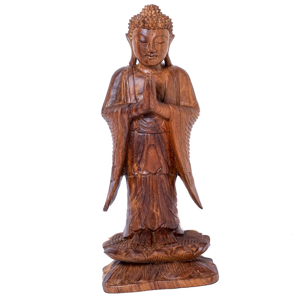 Vyřezávaná dřevěná soška Stojící Buddha