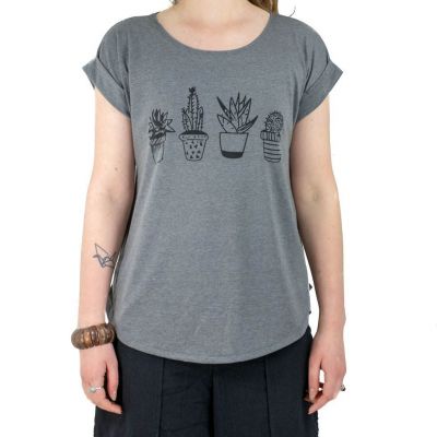 Dámské tričko s krátkým rukávem Darika Cacti Dark Grey Thailand