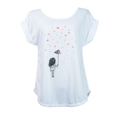 Dámské tričko s krátkým rukávem Darika Catching Hearts | S/M, L/XL