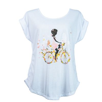 Dámské tričko s krátkým rukávem Darika Fragrant Bike White | S/M, L/XL