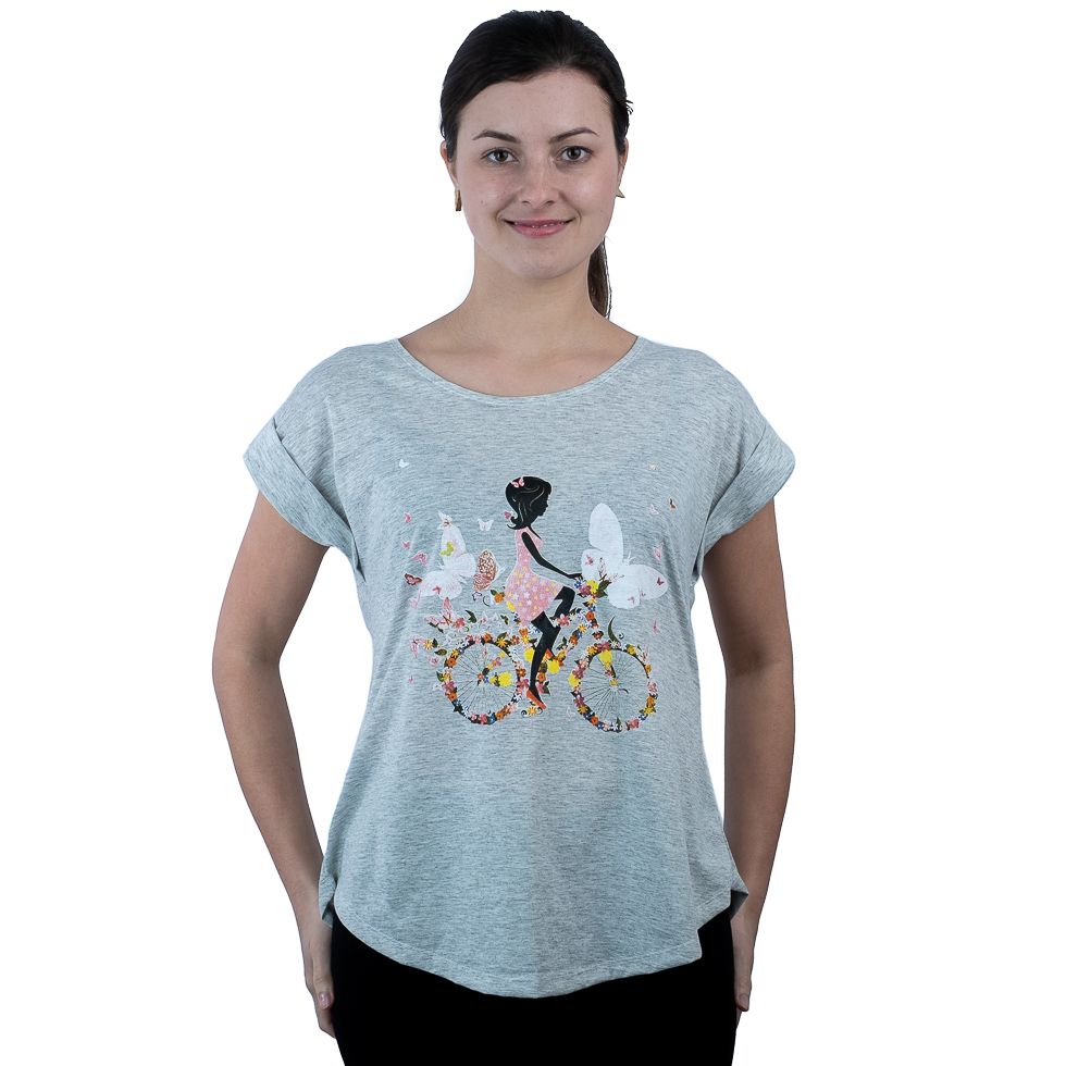 Dámské tričko s krátkým rukávem Darika Fragrant Bike Grey Thailand