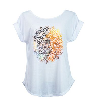 Dámské tričko s krátkým rukávem Darika Mandala White | S/M, L/XL