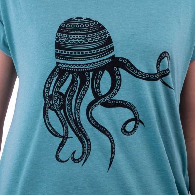 Dámské tričko s krátkým rukávem Darika Octopus Turquoise Thailand