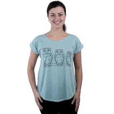 Dámské tričko s krátkým rukávem Darika Owl Family Greenish | UNI