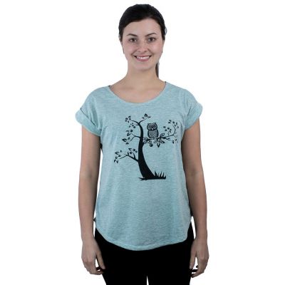 Dámské tričko s krátkým rukávem Darika Solitary Owl Greenish | UNI
