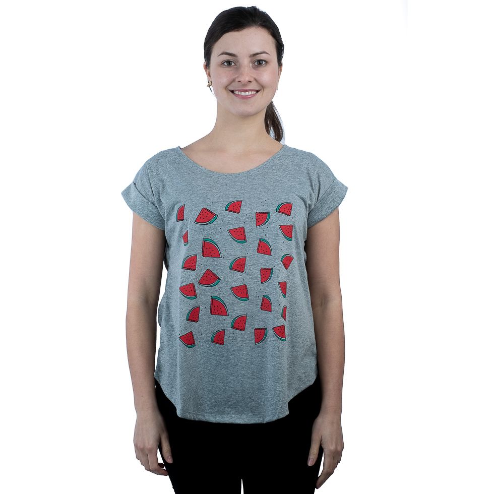 Šedé dámské tričko s krátkým rukávem Darika Watermelons Grey Thailand