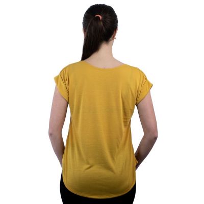 Dámské tričko s krátkým rukávem Darika Yoga Tree Yellow Thailand