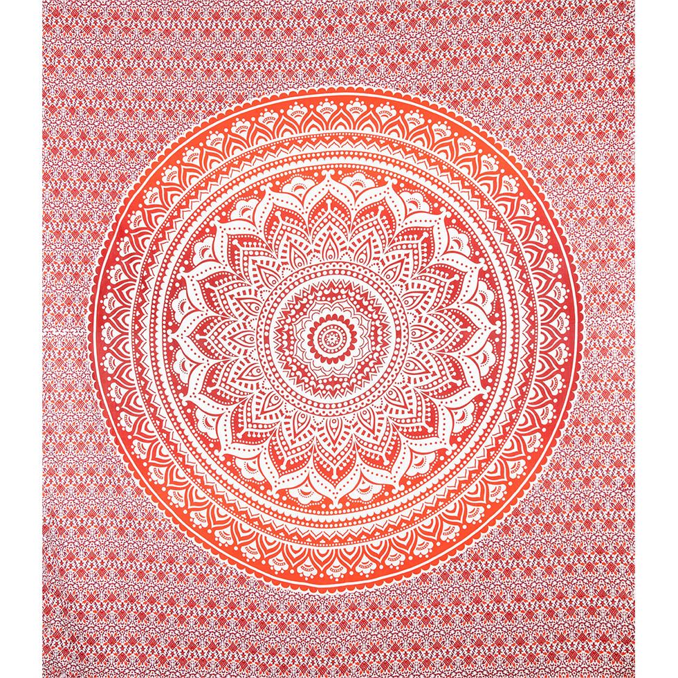 Bavlněný přehoz na postel Mandala – červený India