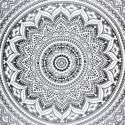 Bavlněný přehoz na postel Mandala – šedý India