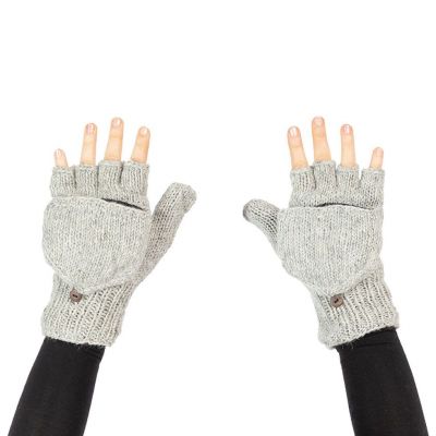 Vlněné odklápěcí rukavice Butwal Light Grey