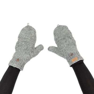 Vlněné odklápěcí rukavice Butwal Medium Grey Nepal