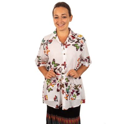 Dámská košile s krátkým rukávem a s motýly Sumalee Kupu-kupu Thailand