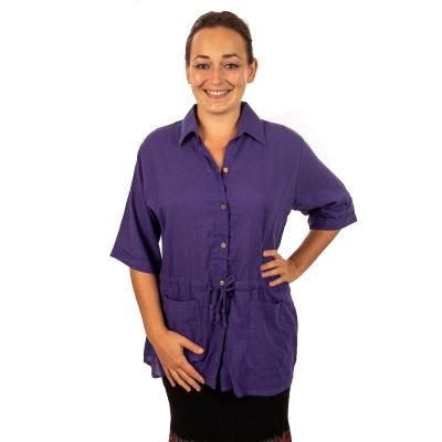 Fialová dámská košile s krátkým rukávem Sumalee Purple Thailand